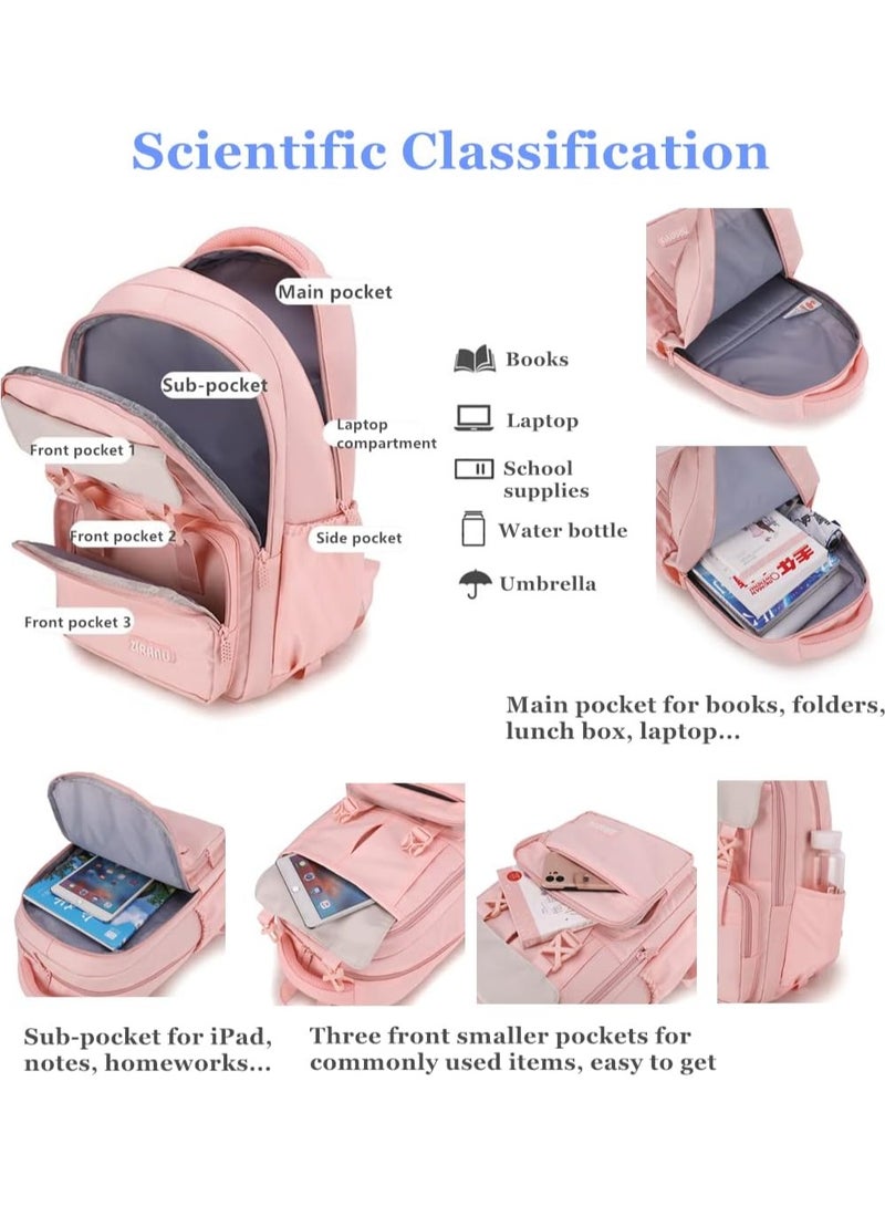 ZIRANYU ORiTi Solid-Color Rolling Backpack for Girls, Trolley Wheel School Bag, Wheeled Bookbag on 6 Wheels - Image 5