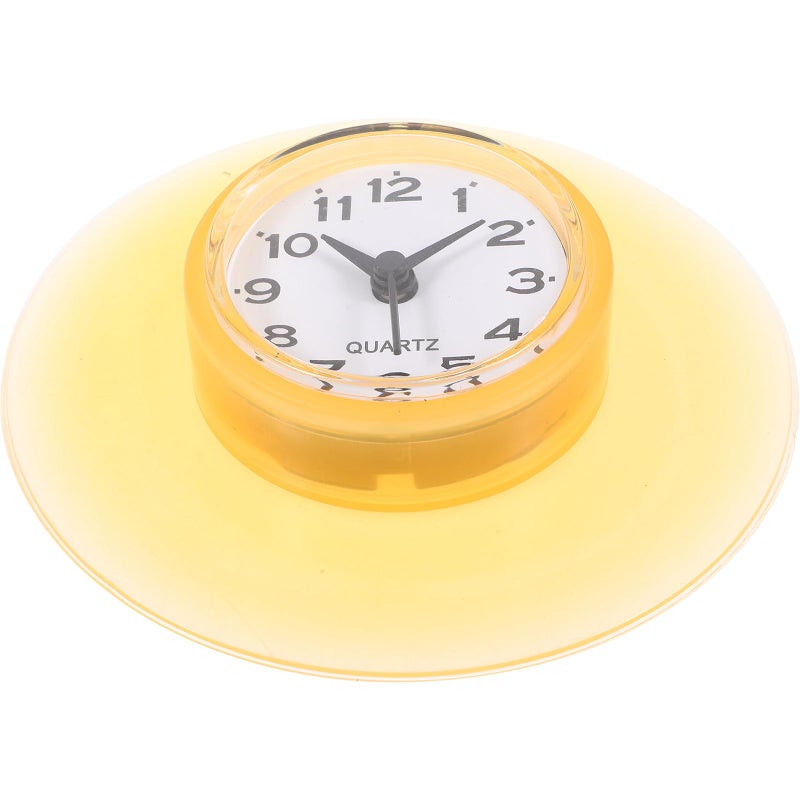 Yellow Waterproof Bathroom Clock with Suction Cup for Mirror Glass Surface Mist Resistant Kitchen Wall - Image 2