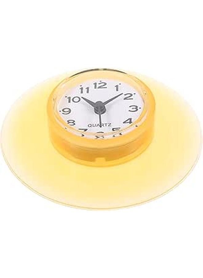 Yellow Waterproof Bathroom Clock with Suction Cup for Mirror Glass Surface Mist Resistant Kitchen Wall - Image 1