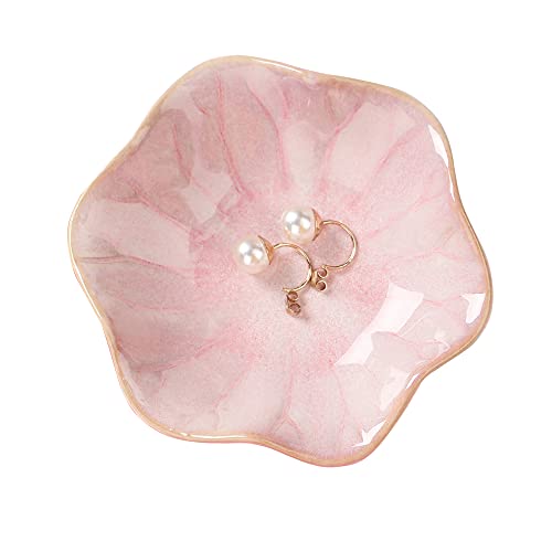 Binoster Ceramic Leaf Jewelry Dish, Pink Key Tray, Modern Jewelry Holder, Small Ring Dish, Trinket Tray, Nightstand Decor Room Decor - Image 1