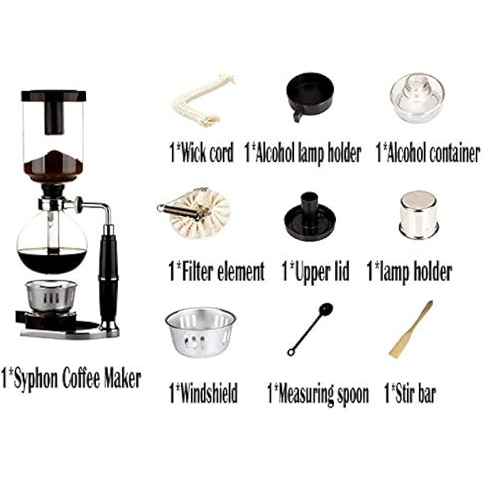 Moonmen Siphon Coffee Maker Home Balance Manual Coffee Machine With Alcohol Lamp Elegant Design For Home Cafes And Offices 5 Cups - Image 5