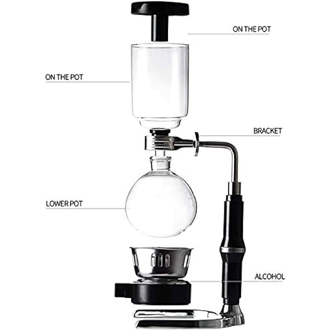 Moonmen Siphon Coffee Maker Home Balance Manual Coffee Machine With Alcohol Lamp Elegant Design For Home Cafes And Offices 5 Cups - Image 4