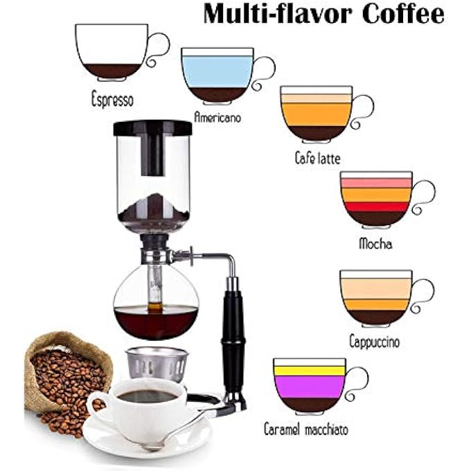 Moonmen Siphon Coffee Maker Home Balance Manual Coffee Machine With Alcohol Lamp Elegant Design For Home Cafes And Offices 5 Cups - Image 3