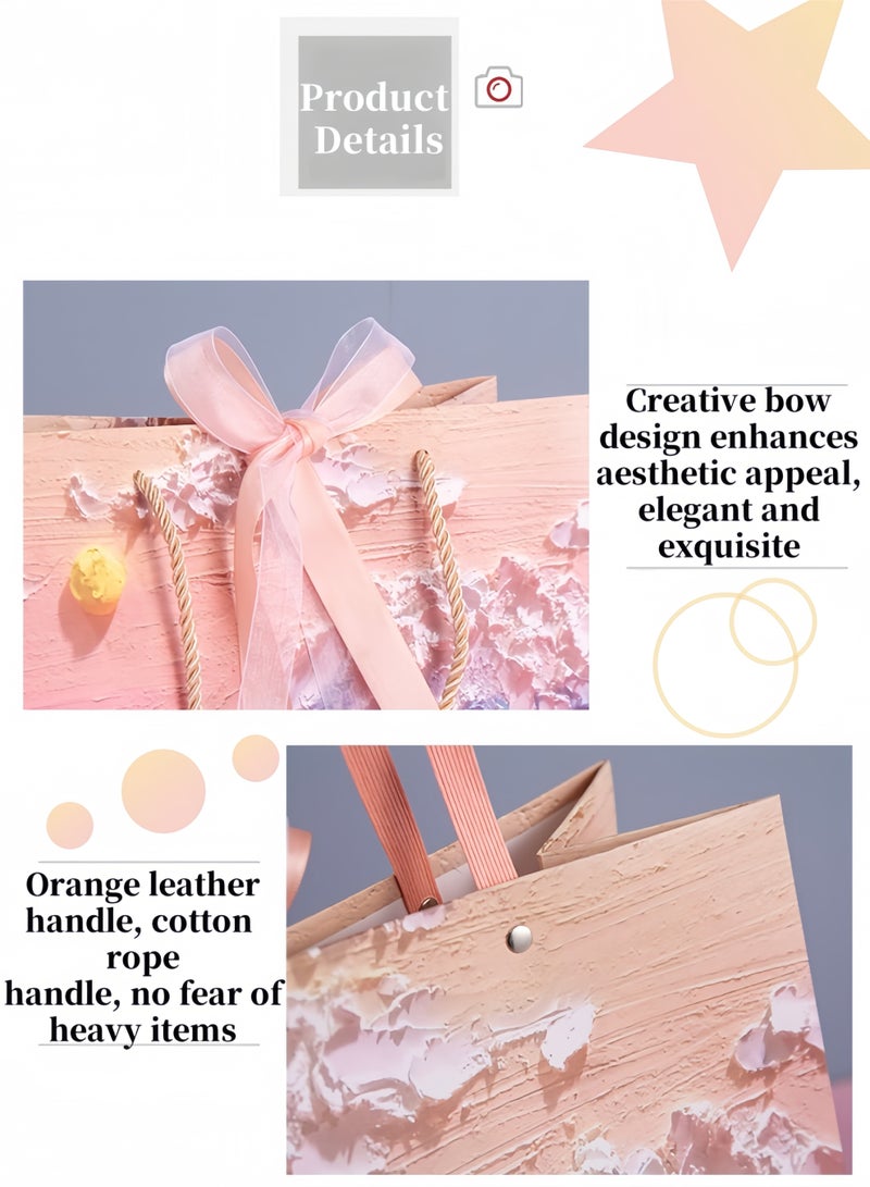 لغة حقيبة هدايا ملونة بمقبض، أكياس هدايا ورقية بطبعة زيتية، مقاس متوسط، أكياس هدايا صغيرة للهدايا وأعياد الميلاد وأكياس هدايا ورقية للأم وحفلات الزفاف والحفلات - Image 3