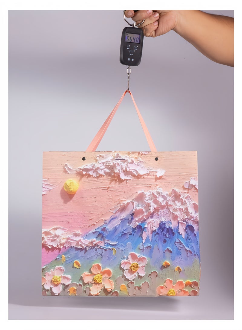 لغة حقيبة هدايا ملونة بمقبض، أكياس هدايا ورقية بطبعة زيتية، مقاس متوسط، أكياس هدايا صغيرة للهدايا وأعياد الميلاد وأكياس هدايا ورقية للأم وحفلات الزفاف والحفلات - Image 5