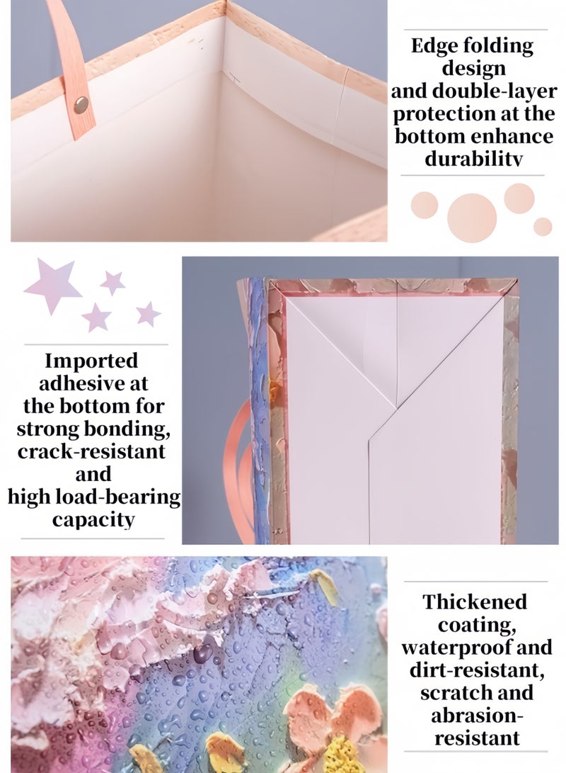 لغة حقيبة هدايا ملونة بمقبض، أكياس هدايا ورقية بطبعة زيتية، مقاس متوسط، أكياس هدايا صغيرة للهدايا وأعياد الميلاد وأكياس هدايا ورقية للأم وحفلات الزفاف والحفلات - Image 4