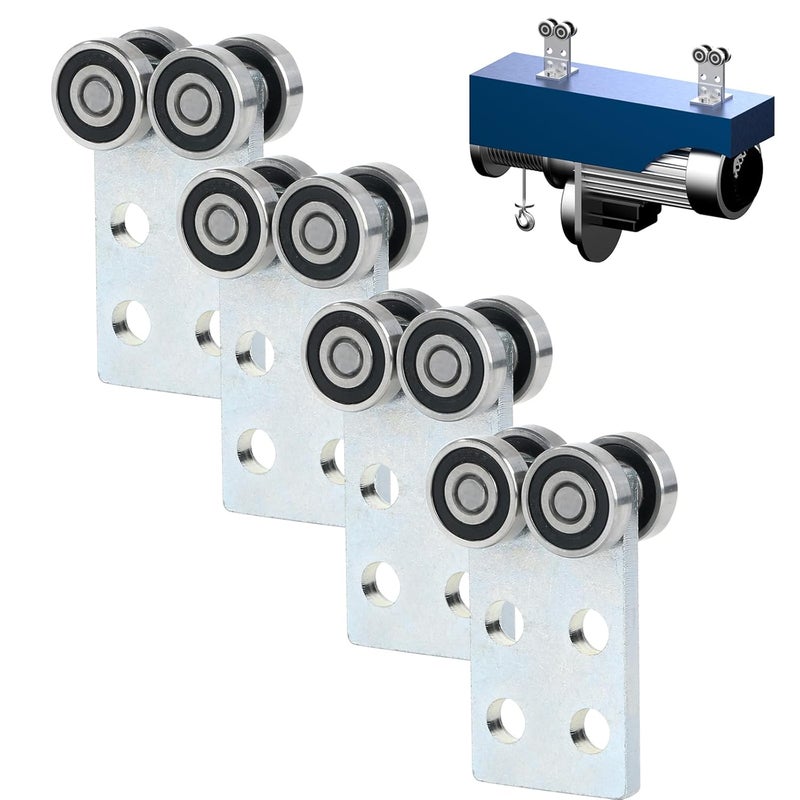 Fuperoo 2 Wheel Trolleys Rollers.Bearing Trolley Assembly.The top of The Trolley has Room for Set Screws, Allowing The use of a 1-5/8" high Strut Channel - Image 1