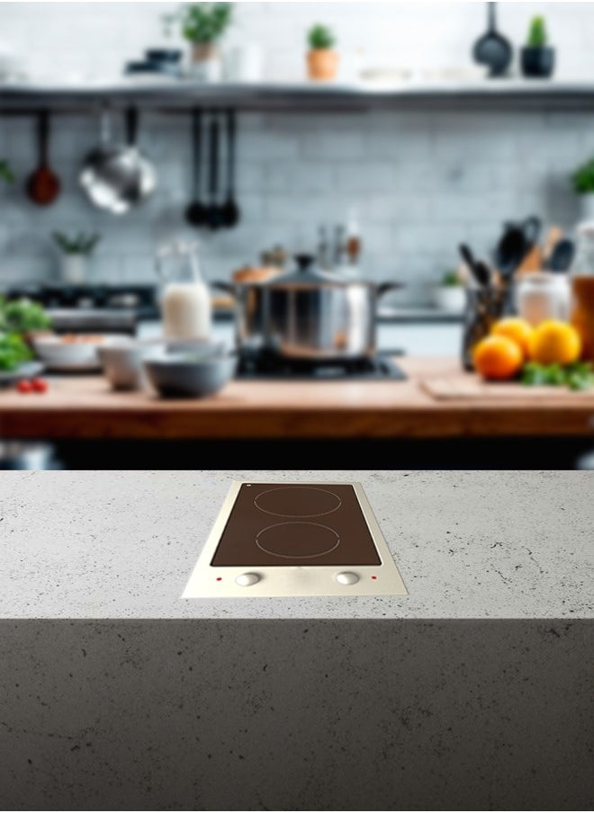 kitchen Line Ceramic Electric Hob - 30 cm - Stainless Steel - Heat Indicator Lamp - JV2004  - Image 4