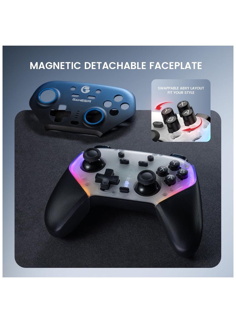 GameSir Super Nova Wireless Gaming Controller for PC/Switch/iOS/Android, 1000Hz Polling Rate, Hall Effect Stick  Trigger, Rubberized Grips, RGB Lighting, Detachable Faceplate, 1000mAh with Charging Dock - Image 4