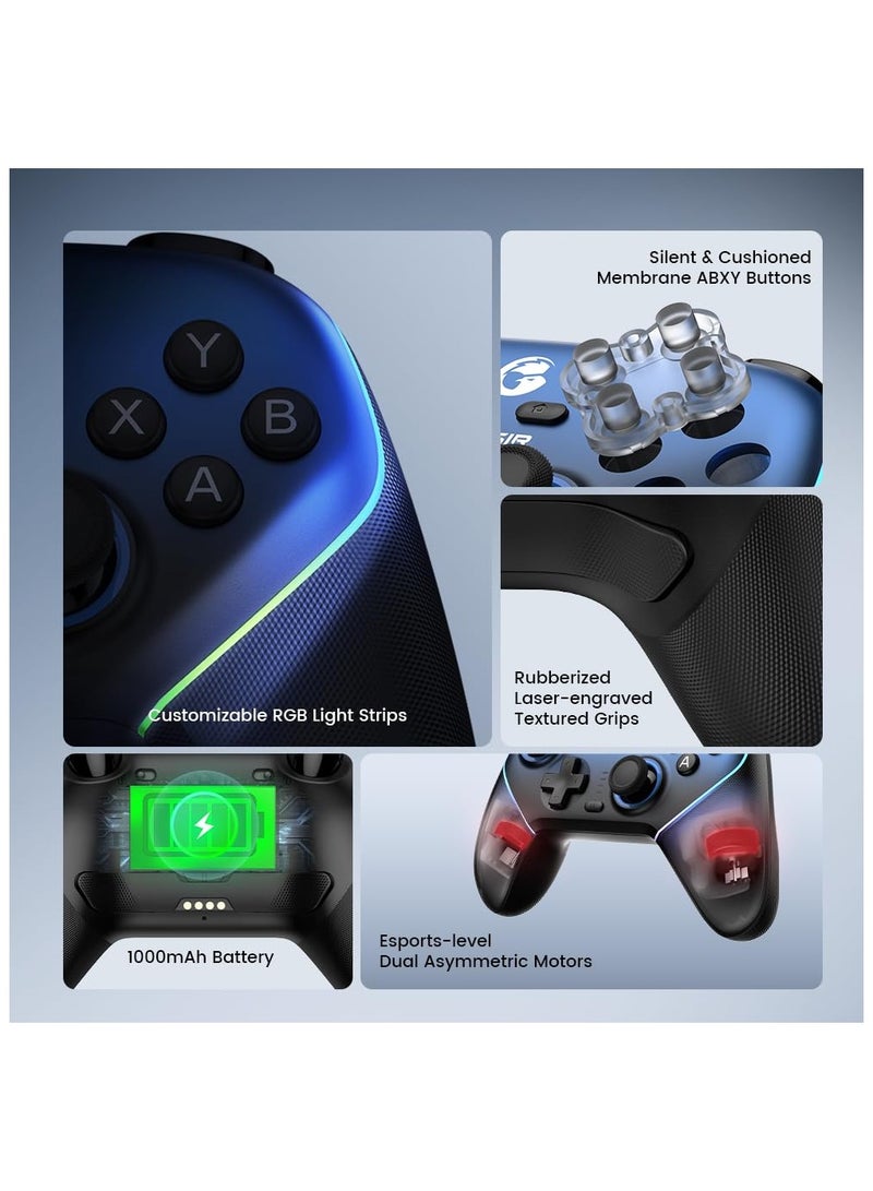 GameSir Super Nova Wireless Gaming Controller for PC/Switch/iOS/Android, 1000Hz Polling Rate, Hall Effect Stick  Trigger, Rubberized Grips, RGB Lighting, Detachable Faceplate, 1000mAh with Charging Dock - Image 5