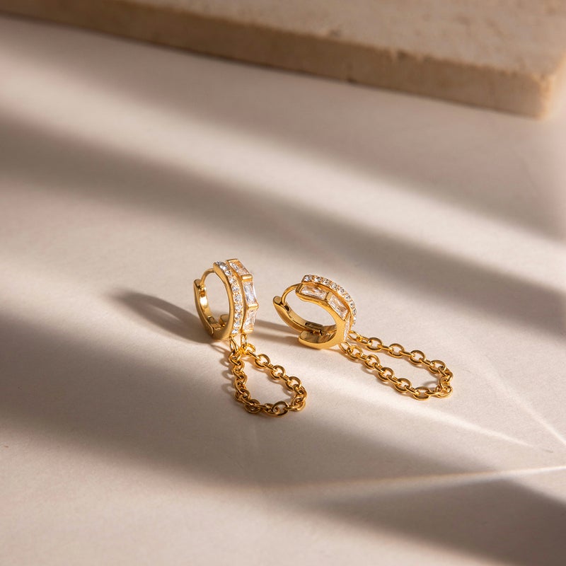 ofeankri European and American Cross-Border Hot-Selling Tassel Chain Ear Clips with Micro-Inlaid Zircon, Instagram-Style Fashionable All-Match Earrings with a High-End Feel - Image 3