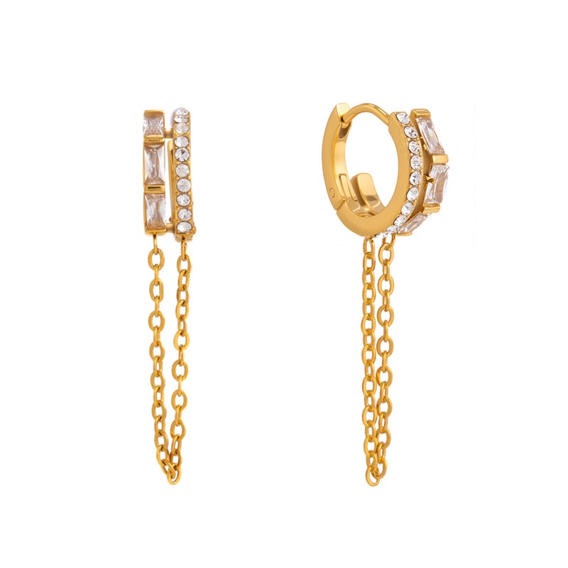 ofeankri European and American Cross-Border Hot-Selling Tassel Chain Ear Clips with Micro-Inlaid Zircon, Instagram-Style Fashionable All-Match Earrings with a High-End Feel - Image 5