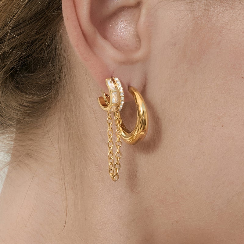 ofeankri European and American Cross-Border Hot-Selling Tassel Chain Ear Clips with Micro-Inlaid Zircon, Instagram-Style Fashionable All-Match Earrings with a High-End Feel - Image 1
