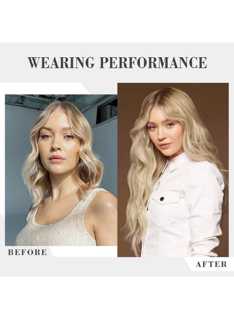 سايكفو 7 قطع من وصلات الشعر، بطول 22 بوصة، مموجة وغير مرئية، مصنوعة من ألياف صناعية ناعمة لتغطية الرأس بالكامل، للاستخدام اليومي للنساء (أسود) - Image 3