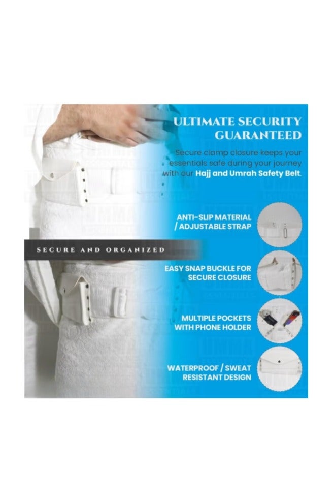 REBENUO Premium Ihram Belt for Men – Comfortable, Adjustable, White Belt for Hajj & Umrah, Unstitched, Waterproof, Follows Sunnah, Ideal for Ahram & Ehram - Image 5