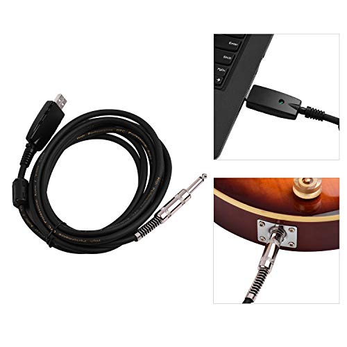 lvifloae USB to 6.35mm Instrument Cable 2.8m, 16bit 48kHz Guitar Link Cable for PC Laptop, Plug and Play No Driver Needed, for Electric Guitar Bass Recording Practice with Recording Software - Image 3