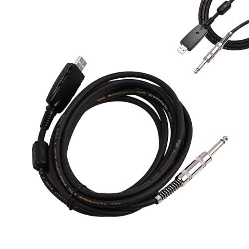 lvifloae USB to 6.35mm Instrument Cable 2.8m, 16bit 48kHz Guitar Link Cable for PC Laptop, Plug and Play No Driver Needed, for Electric Guitar Bass Recording Practice with Recording Software - Image 1