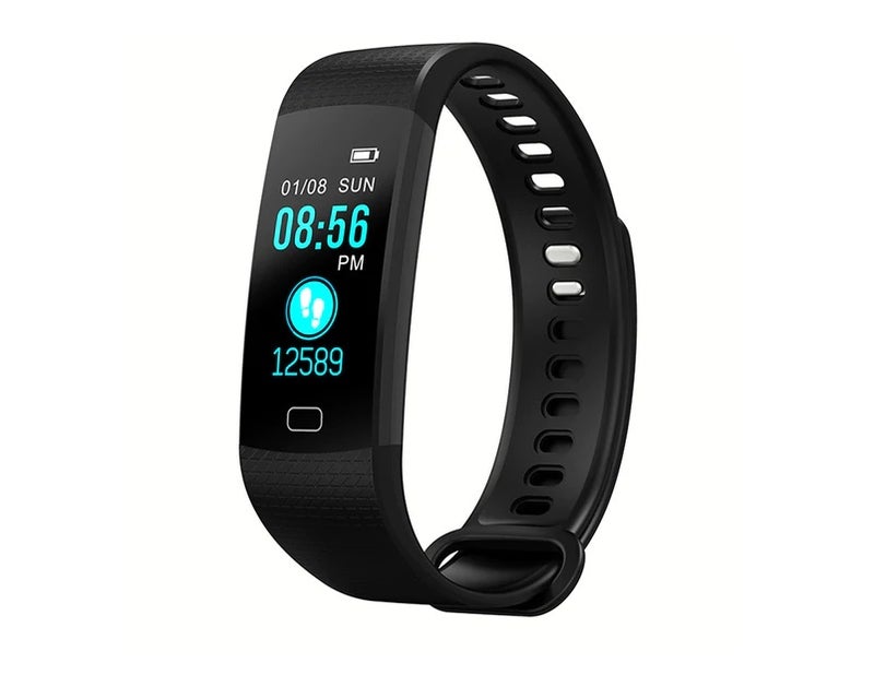 Heart Rate Monitor Bracelet: Black USB Charge - App Connected Information Reminder Sleep Tracker for Sports Enthusiasts & Health-Conscious Users - Image 1