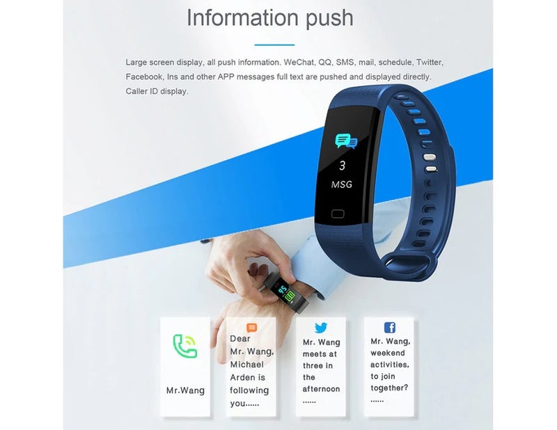 Heart Rate Monitor Bracelet: Black USB Charge - App Connected Information Reminder Sleep Tracker for Sports Enthusiasts & Health-Conscious Users - Image 2