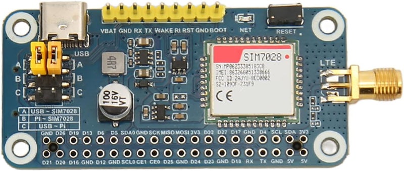 SIM7028 HAT Extension Card for Raspi 3B 4B with Antenna, Type C Interface, Control Control Support, for IoT Developers - Image 4