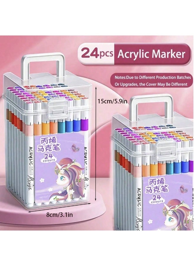 Children’s Acrylic Painting Marker Set – Assorted Colors, Waterproof, Opaque Coloring Markers, Stackable, Quick-Drying, Hand-Painted, Ideal for Kindergarten Learning Supplies - Image 2