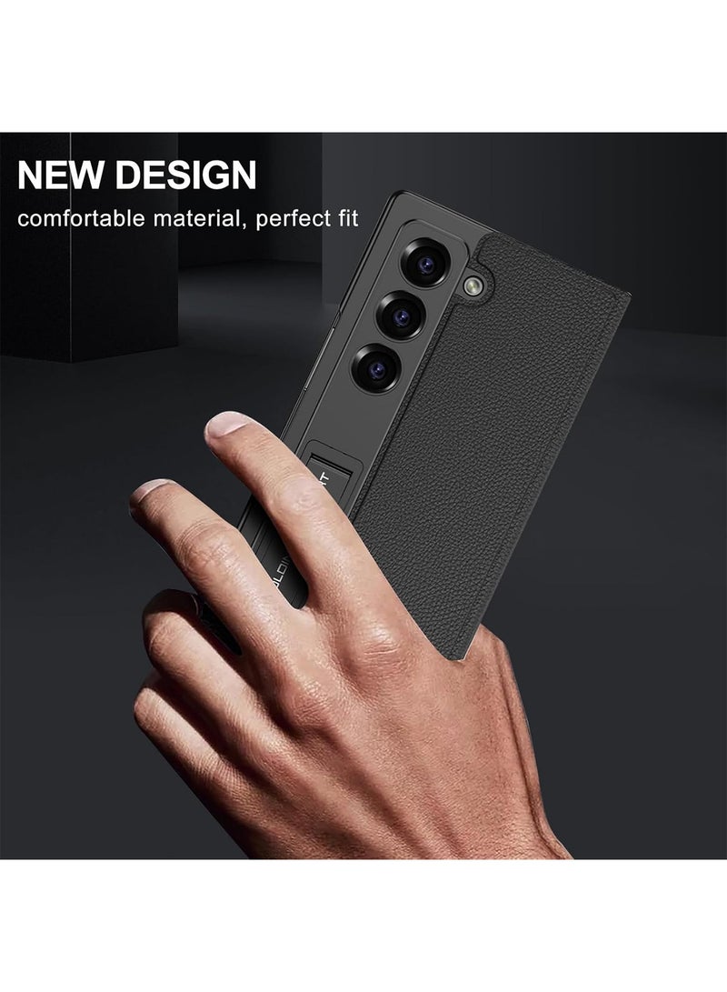 Aookay Compatible with Samsung Z Fold 7 Wallet Case with Card Slots, Adjustable Kickstand, Magnetic Closure, Shockproof All-Around Protection, Matte Textured Leather Case (Cool Black)  - Image 5
