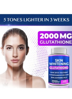 SKIN Glutathione Whitening Pills - 120 Capsules, 2000mg - Potent Skin Lightening Supplement for Dark Spots, Melasma, Acne Scars, and Hyperpigmentation - Powerful Anti-Aging Antioxidant  - Image 4
