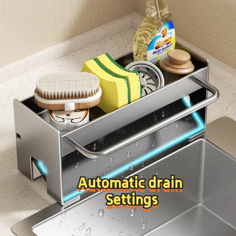 RAKSONIC Utensil Holder,Compact Kitchen Sink Drying Rack - Durable and Stylish Solution,Self-Draining Tray Design,with Rag Rackï¼ˆGrayï¼‰ - Image 2
