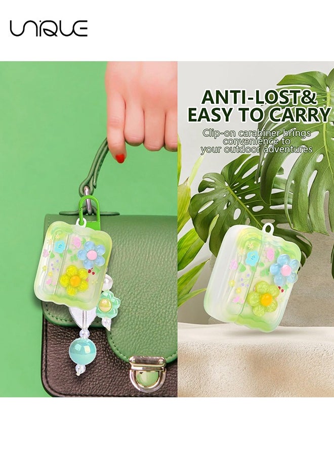 Unique - For AirPods 4 Gen Cases - Curly Wave Frame Shape Headphone Case - Three-Dimensional Flower Headphone Case with Flower Keychain, Designed for Airpods 4 Gen - Image 1
