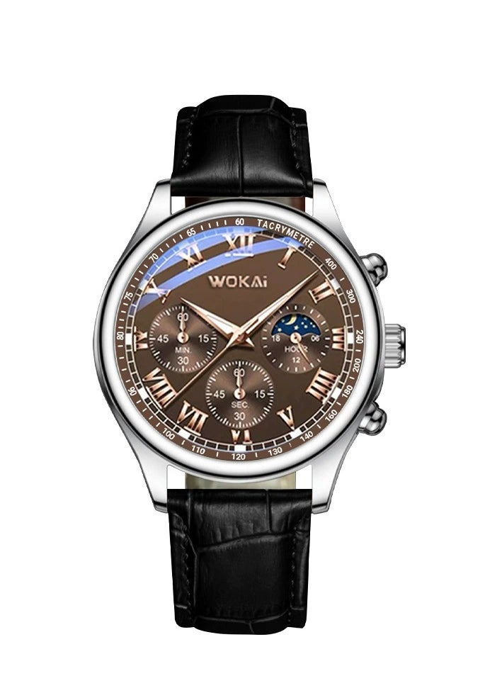 wokai New Wokai Business Watch Quartz Sports Watch, Casual Belt Men's Watch,Black  - Image 1
