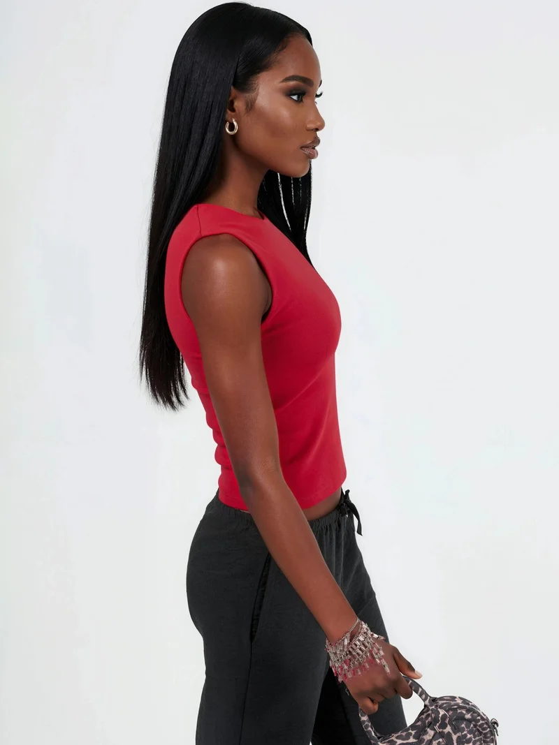 بوسيم BUSEM Crew Neck Sleeveless Solid Top