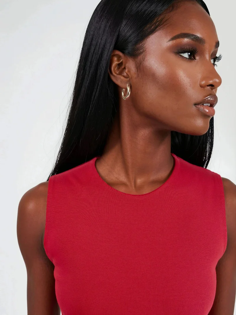 بوسيم BUSEM Crew Neck Sleeveless Solid Top