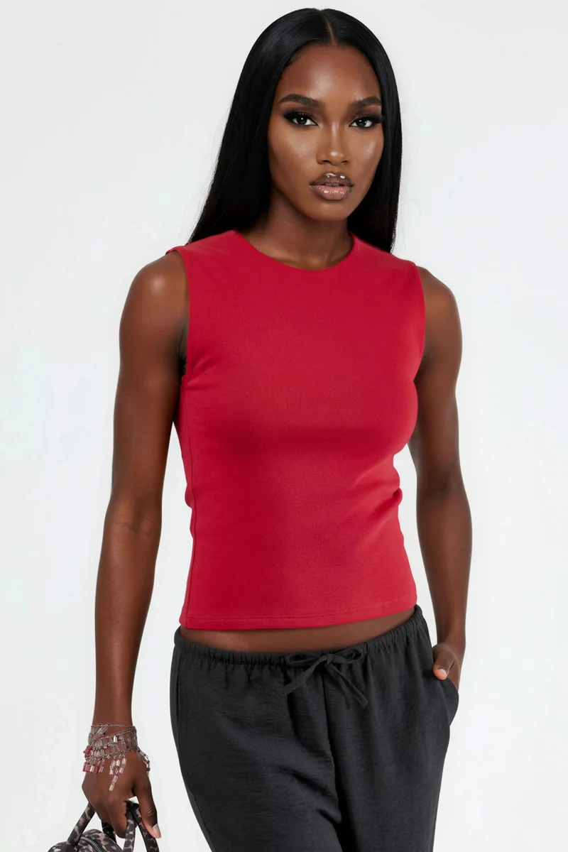 BUSEM Crew Neck Sleeveless Solid Top