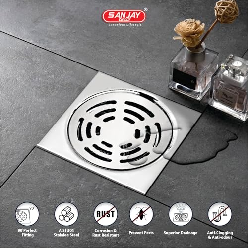 Sanjay Chilly Floor Drainer Square Ringo (3x3 INCH) Floor Drain Jali 304 Grade Stainless Steel Kitchen Floor Trap Anti Cockroach & Insects Long Lasting for Bathroom Trap - Image 2