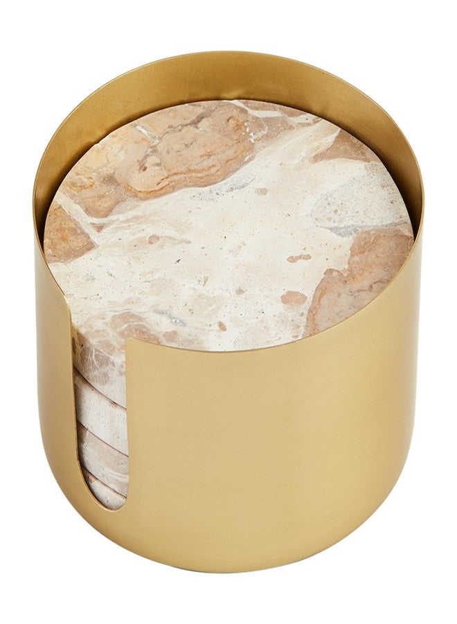 Mud Pie Marble Coaster Set, 4" dia, White