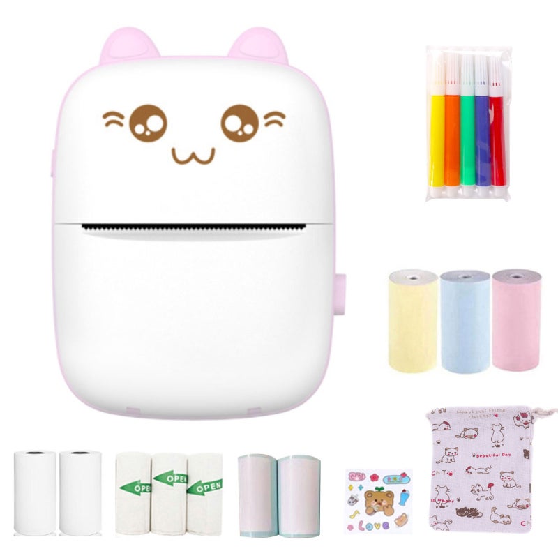 Mini BT Thermal Printer: Pink 2 Inch, 1200mAh Rechargeable Battery, Low Noise - Rich App Templates, High Efficiency Pocket Printer for Students, Office Workers, Families - Image 3