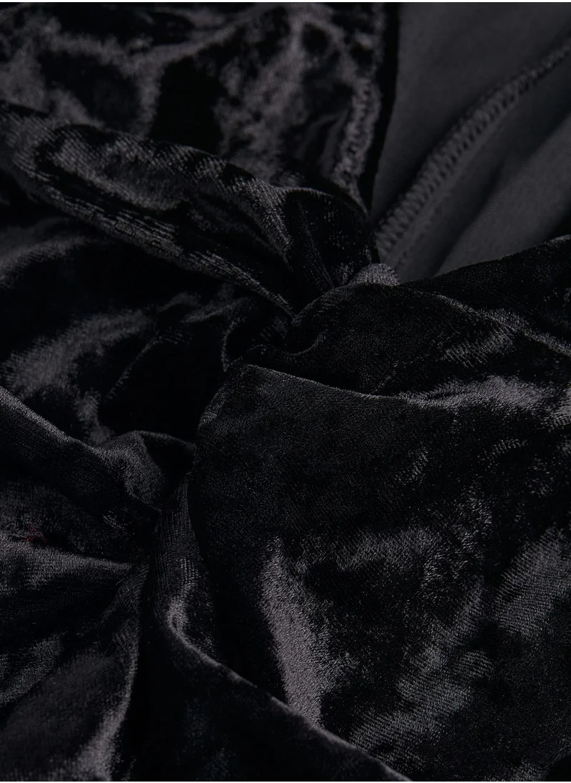 H&M Knot Detail Velour Cut Out Dress