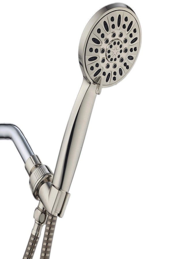 AquaDance High Pressure 6-Setting Hand Held Shower Head with Extra-Long 6 Foot Hose & Bracket - Anti-Clog Nozzles - USA Standard Certified - Top U.S. Brand - ALL BRUSHED NICKEL - Image 1
