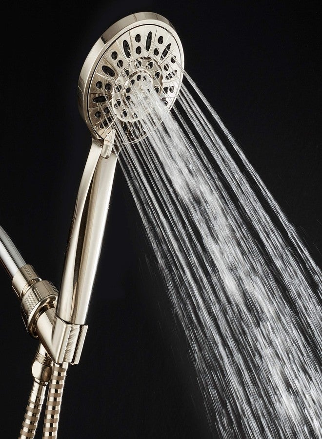 AquaDance High Pressure 6-Setting Hand Held Shower Head with Extra-Long 6 Foot Hose & Bracket - Anti-Clog Nozzles - USA Standard Certified - Top U.S. Brand - ALL BRUSHED NICKEL - Image 2