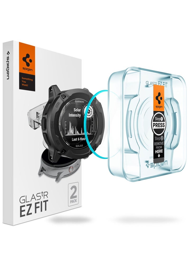 Spigen GLAStR EZ Fit for Garmin Instinct 2X Solar (50mm) Tempered Glass Screen Protector with Auto Align install kit - [2 Pack]  - Image 1
