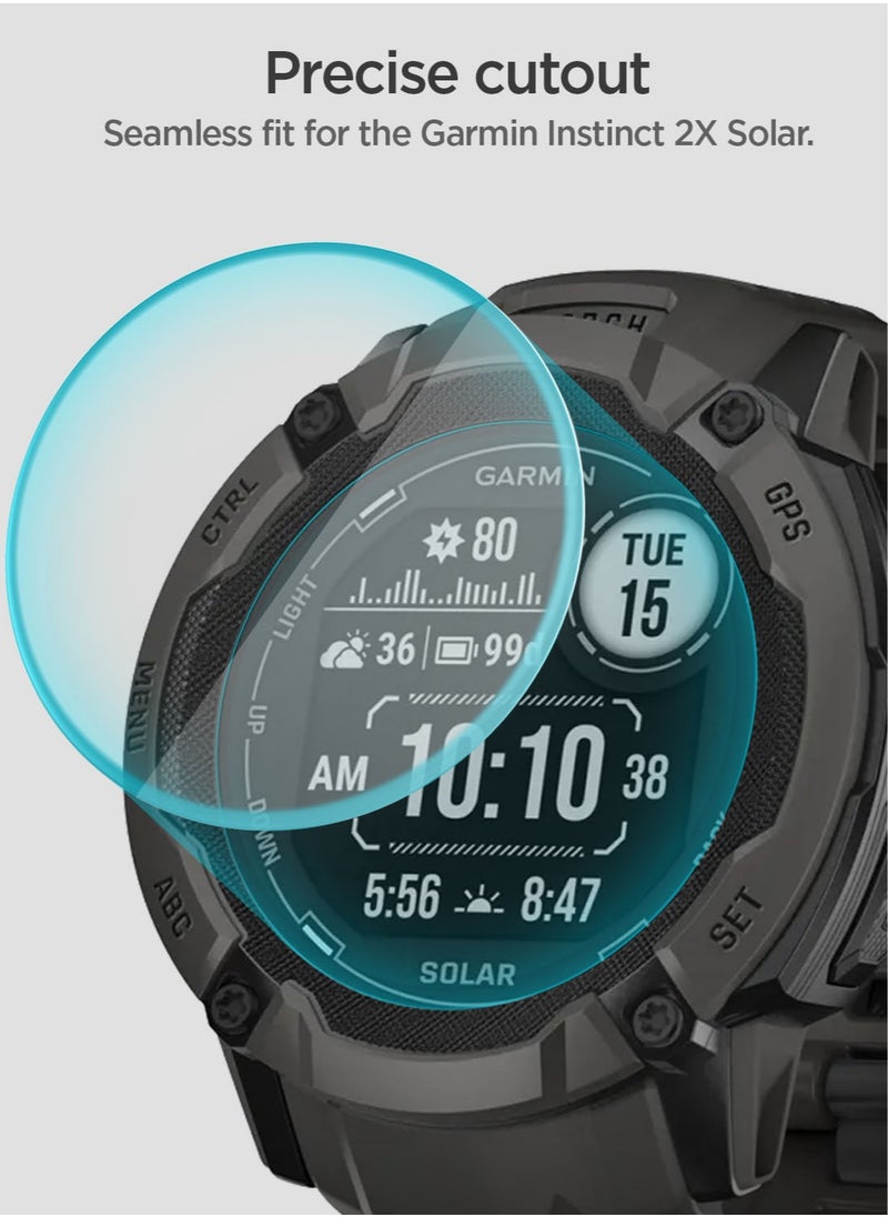 GLAStR EZ Fit for Garmin Instinct 2X Solar (50mm) Tempered Glass Screen Protector with Auto Align install kit - [2 Pack]