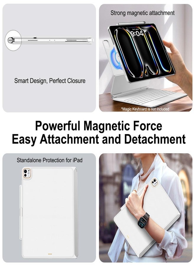 Matekxy Magic-Keyboard Compatible Case for iPad Pro-13 inch M4 2024, Cover with Apple Pencil Holder for Smart MagicKeyboard Folio Slim Durability, with Durable Leather, (Keyboard Not Included), White - Image 4