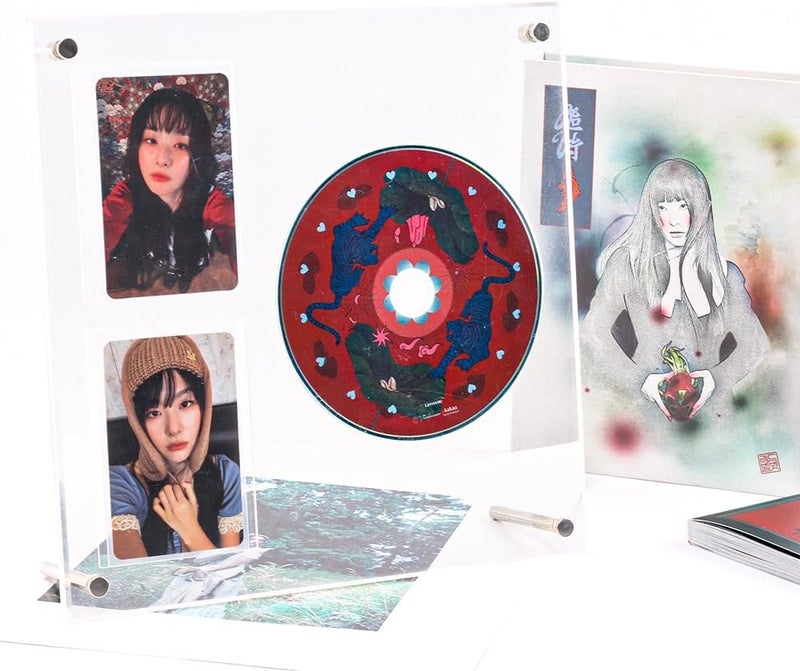 baskiss Photocard and CD Holder Stand, Acrylic Ablum Standing Display, 66 x 91 mm Card Cares Ultra Clear Trading Cases Protectors for Kpop Photocard Baseball Basketball Card Display (1CD+2Cards) - Image 1
