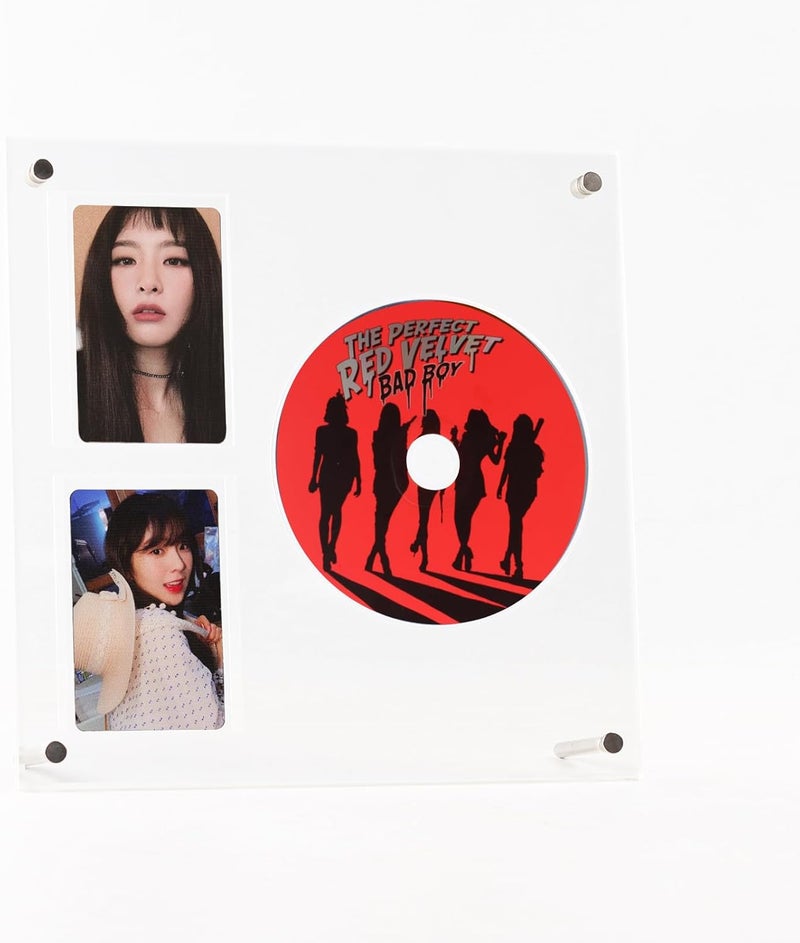 baskiss Photocard and CD Holder Stand, Acrylic Ablum Standing Display, 66 x 91 mm Card Cares Ultra Clear Trading Cases Protectors for Kpop Photocard Baseball Basketball Card Display (1CD+2Cards) - Image 2