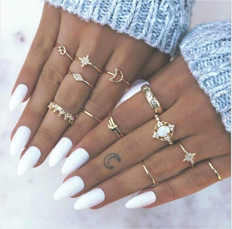 Sither 13 Pcs Women Rings Set Knuckle Rings Gold Bohemian Rings Vintage Gem Crystal Rings Joint Knot Ring Sets for Teens Party Daily Fesvital Jewelry Gift(style3) - Image 3