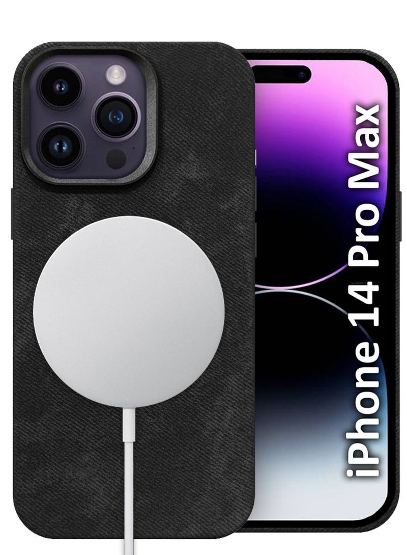 CATANES 3Packs iPhone 14 Pro Max Alcantara Case Cover Premium Quality Luxurious Soft Touch Protection with Metal Camera Frame with Two 3D Screen Protectors - Black - Image 2