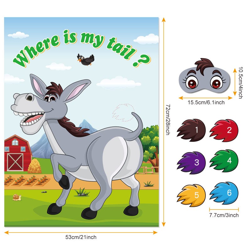 ASTARON Pin The Tail on The Donkey Game with 30 Tail Stickers for Birthday Party Carnival Circus Supplies - Image 4