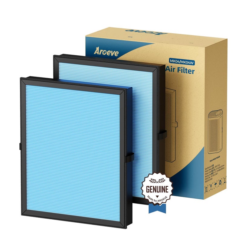AROEVE MK04 Air Filter Suitable for MK04 for Dust Pet Dander Smoke Pollen for Bedroom and Office Standard Version2 Pack