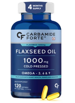 CARBAMIDE FORTE Cold Pressed Flaxseed Oil Omega 3 6 9 Capsules (1000mg) - 120 Capsules  - Image 1
