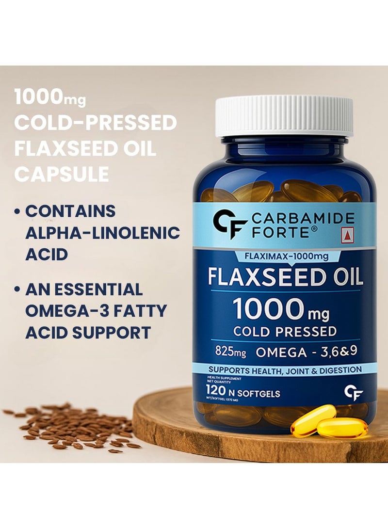CARBAMIDE FORTE Cold Pressed Flaxseed Oil Omega 3 6 9 Capsules (1000mg) - 120 Capsules - Image 4